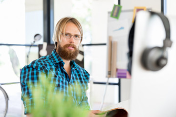 Young man working in office