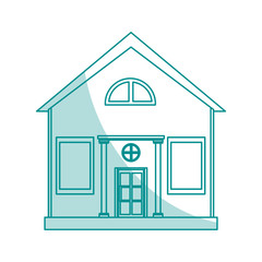 blue shading silhouette cartoon facade structure house with modern style vector illustration