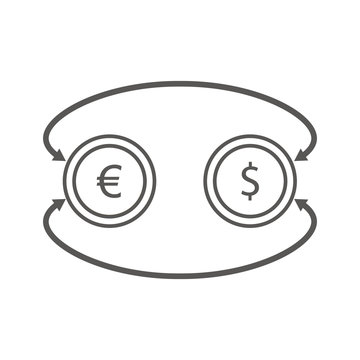 recommend clip art: Simple Business and  Finance Vector Flat Icon. Currency exchange between euro and dollar. Line art style icon. 
                    