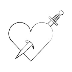 heart love with sword romantic icon vector illustration design