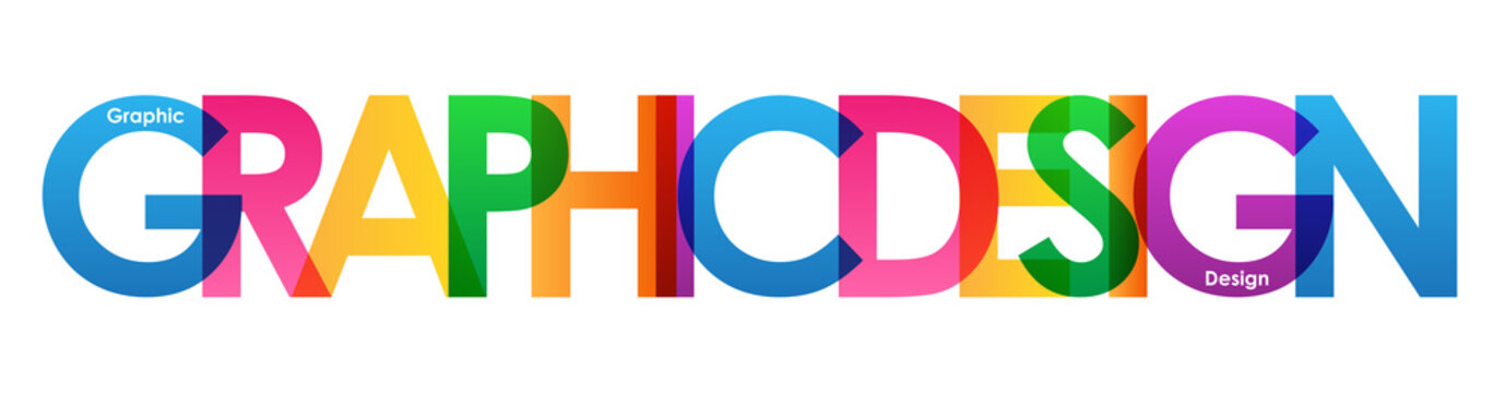 "GRAPHIC DESIGN” overlapping vector letters icon (multicoloured) 