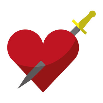 heart love with sword romantic icon vector illustration design
