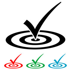 Icono plano diana con validacion varios colores