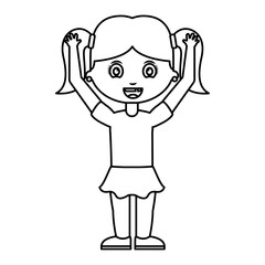 cute little girl student with hands up vector illustration design