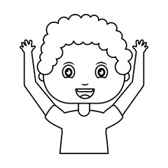 cute little boy with hands up character vector illustration design