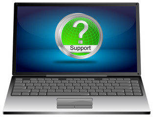 Laptop Computer with Support Button - 3D illustration