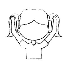 cute little girl student with hands up vector illustration design