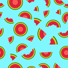 Watermelon slices pattern and seamless background. Vector Illustration