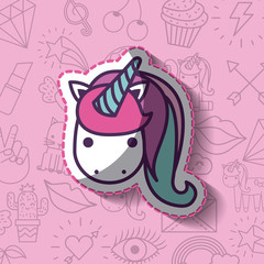 unicorn girly icon over colorful background image vector illustration design 