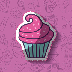 cupcake girly icon over background image vector illustration design 