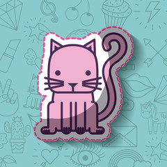 cat or kitty girly icon over background image vector illustration design 