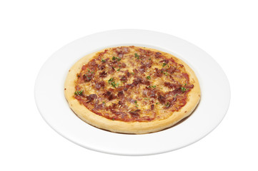 Isolate and clipping path of margarita pizza.