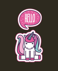 unicorn girly icon over colorful background image vector illustration design 
