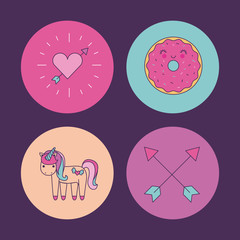 unicorn girly icon over colorful background image vector illustration design 