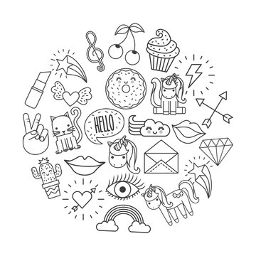 assorted girly icons image vector illustration design 