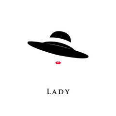 Lady retro hat icon isolated on white background. Vector illustration.