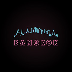 Bangkok skyline neon style in editable vector file.