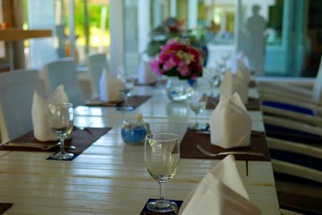 Fine Dining / Shot of an elegant dinner table, set and ready for guest
