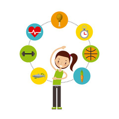 woman exercising happy fitness people image vector illustration design 