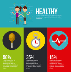 healthy lettering infographic with related icons vector illustration design 