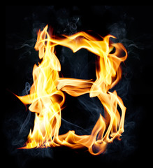 Letter B. Fire and smoke alphabet