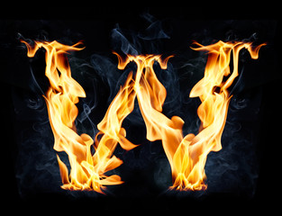 Letter W. Fire and smoke alphabet