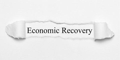 Economic Recovery on white torn paper