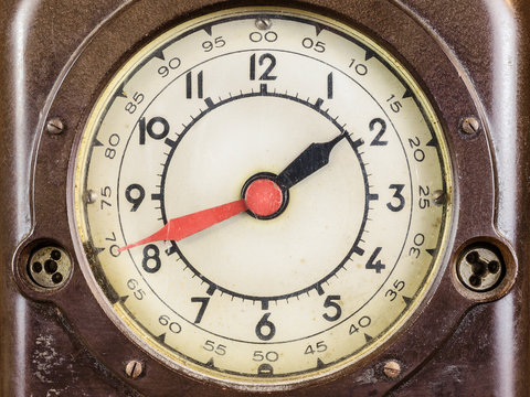 Close up of a vintage brown bakelite clock