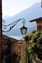 Old alley in Bellagio overlooking the Como lake, Lombardy Italy 
