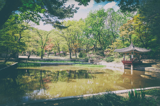 Buyeongji pond at the Huwon park, Secret Garden, Changdeokgung palace, Seoul