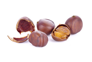 Chestnuts on a white background