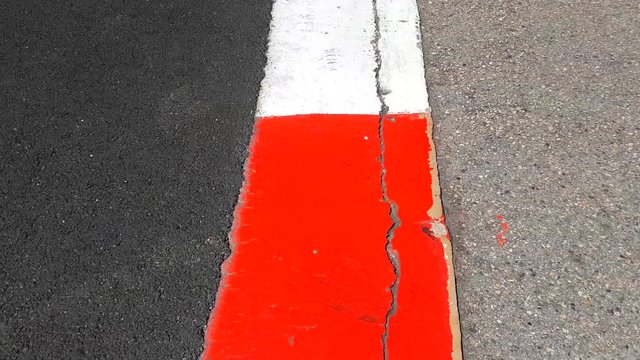 Formula 1 Surface in Monaco - Texture of Motor Race Asphalt and Curb Grand Prix Circuit - 4K Video
