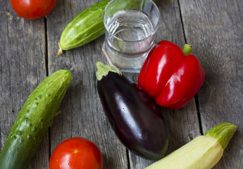Close up of various colorful raw vegetables