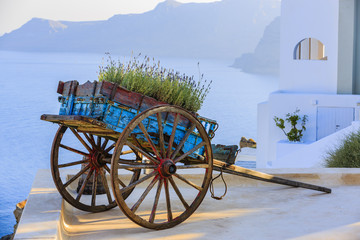 Picturesque view of Old Town of Oia on the island Santorini.