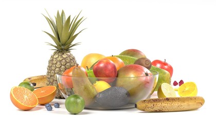 realistic 3d render of fruit collection