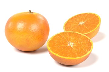 realistic 3d render of orange on white backround
