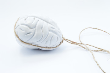 Brain in a loop or rope lasso (lariat, riata). Brain model, wrapped rope or catch or hunt rope loop. Concept for headhunters, HR, recruitment for mental work, brain diseases associated with pressure