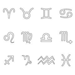 zodiac signs for astrology simple set of outline icons eps10