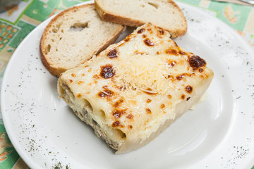 Italian food cannelloni stuffed with chicken