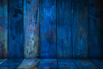 Old blue wood planks background