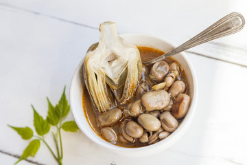Artichoke and fava beans bowl