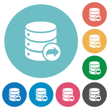 Database transaction commit flat round icons