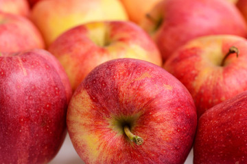 Fototapeta na wymiar apple fruit, many red apples background in market