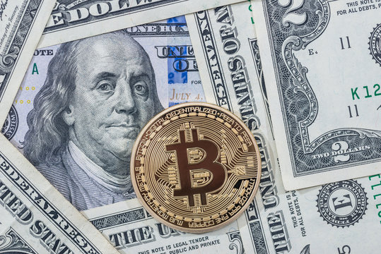 e-business concept - bitcoin vs dollar