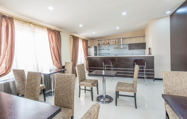 Restaurant interior in modern hotel