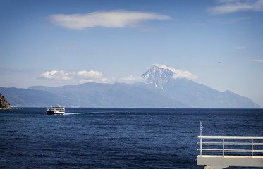 Fototapeta na wymiar Ferry to Mount Athos, Chalkidiki, Greece