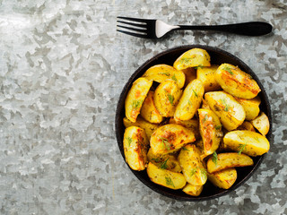 baked potatoes top view