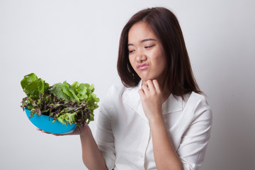 Asian woman hate salad.