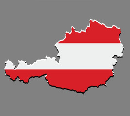 Austria map vector with the austrian flag
