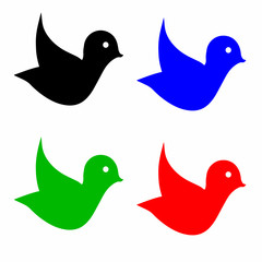 four birds vector in multiple colors